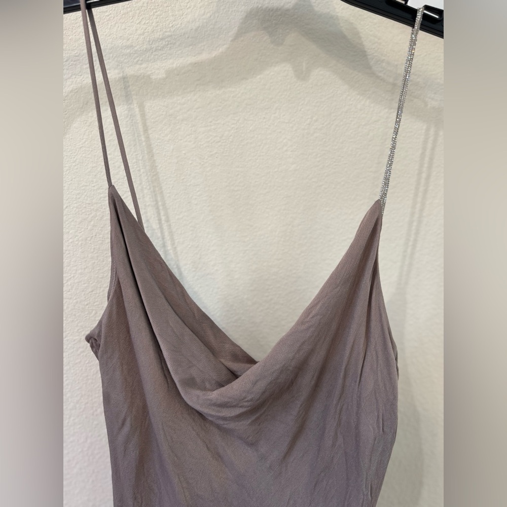 ZARA Cowl Neck Mini Slip Dress in Bronze Women’s Size 4 - Picture 4 of 11